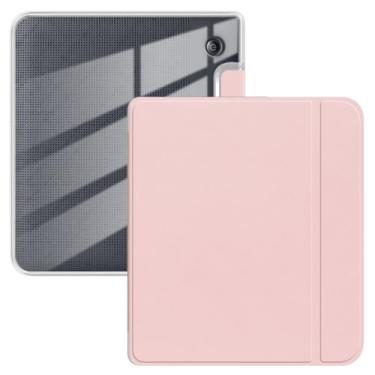 Imagem de Capa para 17.8 cm Kobo Libra Color 2024 lançada, capa traseira ultra transparente macia flexível TPU com hibernar/despertar automático para Kobo Libra Color, rosa