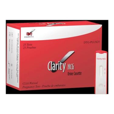 Imagem de Clarity Diagnostics CLA DTG-HCGPLUS50 HCG Teste de Gravidez Cassete de Urina de Passo Único, Isenção CLIA, Sensibilidade de 25 MLU/ml (pacote com 50)