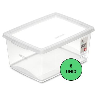 Imagem de 8 Caixa Organizadora Com Tampa Plástico Cristal Ordene 7,5l