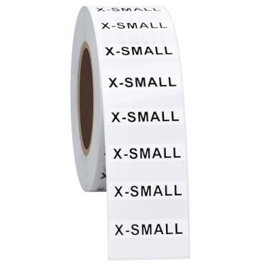 Imagem de Hycodest 250 x 7 peças adesivos de tamanho de roupas etiquetas transparentes 3,2 x 12,7 cm adesivos retangulares tamanho autoadesivo para roupas camisetas varejo (XS)