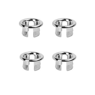 Imagem de Alovexiong Pacote com 4 anéis de cobertura cromada para pia de pia de banheiro acabamento redondo orifício inserção em triângulo de anel vazado para substituição de orifícios de diâmetro potes de cerâmica para casa, pia, banheiro, cozinha