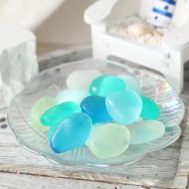 Imagem de Lineshading Sabonetes decorativos de vidro marinho de 200 g, mini sabonete de vidro do mar, decoração para casa de banho, festa, praia, oceano, decoração de casamento, festa de casamento, praia