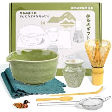 Imagem de Amosua Conjunto Matcha, 9 Peças, De Batedores Matcha Japoneses, Chá Para Cerimônia Tradicional Do Chá, Kit Cerâmica Bebidas E Tigela, Presente Iniciantes Amantes Verde