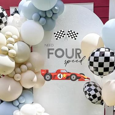 Imagem de Capiont Need Four Speed Decals - Racing Birthday Party Decoration, 4th Birthday Racing Theme with Checkered Flag Sticker for Boys, Balloon Arch Decor (Need Four Speed 4 red)