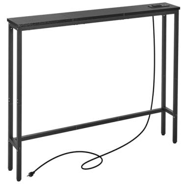 Imagem de ELYKEN Mesa De Console Estreita De 5,9" Com Tomadas, Comprimento Total De 39,4" Atrás Da Mesa De Sofá Com Estação De Carregamento E Cabo De Extensão De 5,9' Para Sala De Estar, 5,9" P X 39,4" L X 2