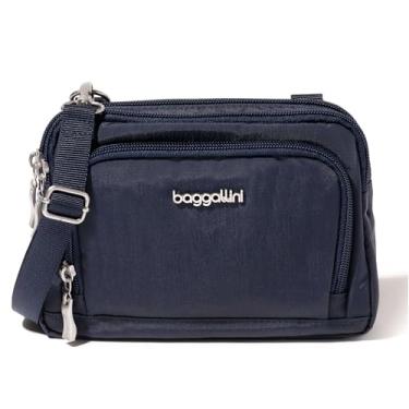 Imagem de Baggallini Zíper triplo com carteira frontal RFID – Bolsa transversal de 20 x 15 cm para mulheres, bolsa conversível para cinto resistente à água, Azul-marinho francês, One Size