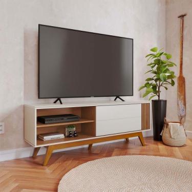 Imagem de Rack Bancada Pés Madeira Nuro 160cm Porta Deslizante MDF/MDP TV até 60