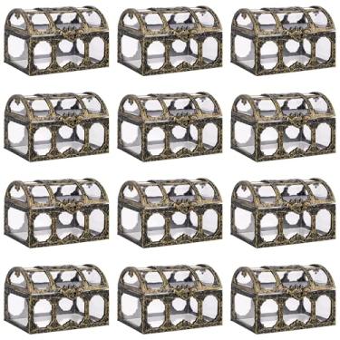 Imagem de JANKOW 12 caixas de doces de casamento, caixa de doces de baú do tesouro, caixa de metal decorativa vintage para festa de casamento, festa de aniversário, encontros temáticos de piratas