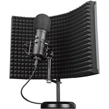 Imagem de Microfone Studio Trust Rudox GXT259, USB-B, Filtro Refletor, Com Fio, Suporte de Mesa, Preto