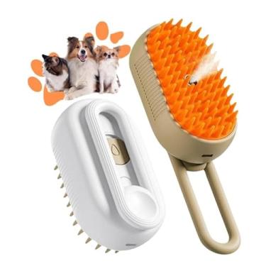 Imagem de Escova Pet Vaporizadora, Massageadora para Cães e Gatos, Elétrica, Recarregável, para Remover os Pelos de Animais de Estimações, Pente com Vapor 3 em 1 Profissional (Branco)