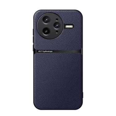 Imagem de Kepuch Capa para Redmi K80 Pro - Litchi Grano Case Placa de Metal Embutida - Azul