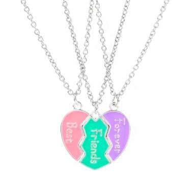 Imagem de Colar Melhores Amigas Imã Triplo Coração Best Friend Forever