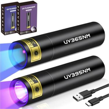 Imagem de Lanterna UV recarregável 365 nm e 395 nm luz preta para detecção de urina de animais de estimação, luz negra portátil USB, mini lâmpada de madeira potente, lanternas de LED ultravioleta UV para cura
