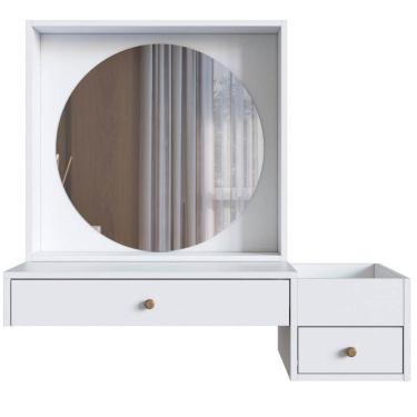 Imagem de Penteadeira Suspensa com Espelho Gavetas e Nicho Branca 90cm Prodecor