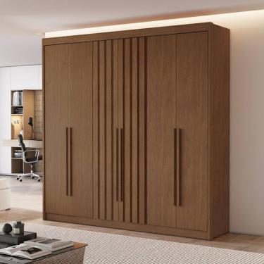 Imagem de Guarda Roupa Casal 6 Portas 2 Ripadas Portugal Cacau