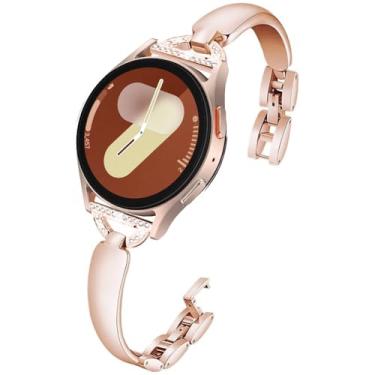 Imagem de DEALELE Pulseiras de relógio femininas compatíveis com Samsung Galaxy Watch 7 / FE / 6/6 Classic, 5/5 Pro, 4/4 Classic, 3 de 41 mm, Huawei GT3/GT2 de 42 mm, fina de 20 mm, ouro rosa