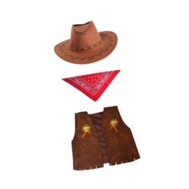 Imagem de YIJU Fantasia de cowboy ocidental para crianças fantasia de cowgirl para Halloween de aniversário