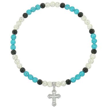 Imagem de Colar de beisebol masculino de 45,7 cm, coleção de gelo, pingente de cruz, colar feminino com strass e contas de argila, acessórios de beisebol, presentes para jogadores de times de beisebol, amantes