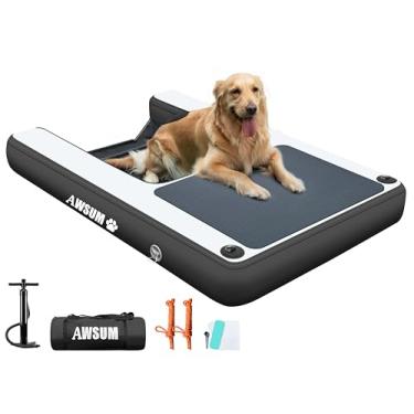 Imagem de AWSUM Rampa Inflável Para Cães, Flutuante Extra Grande Cães De Até 113 Kg, Escada Na Água, Degraus Piscina, Doca, Lago, Preto/Cinza