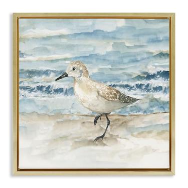 Imagem de Stupell Industries Arte de parede Balancing Sandpiper on Shore Gold Floater Canvas Floater, design por Nan, 18 x 18