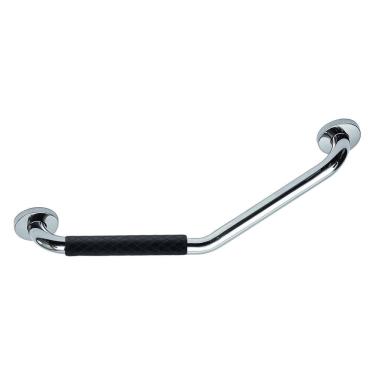 Imagem de Barra Alça Apoio Angular Borracha Silicone Preto 25X25cm Banheiro Box Idoso Gestante Criança