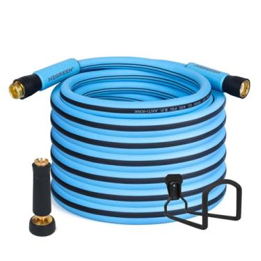 Imagem de HZGREEN Mangueira de jardim 5/20.3 cm x 150 pés, mangueira de água resistente 450B.P Equipamento de irrigação de gramado e jardim Conexões de latão sólido de 3/10.2 cm