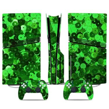 Imagem de PS5 Pro Disk Skin & Controller Decal Set-Custom Vinyl Wrap Stickers for PlayStation 5 Pro Disk Console & DualSense Controller-Matte Black Gaming Skins Full Cover Protection(Green, PS5 Pro Disk)