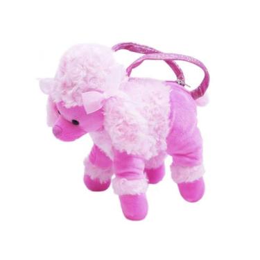 Imagem de Bolsa Cachorro Poodle Pink 23X23cm Pelúcia - Fofy Toys, Branco