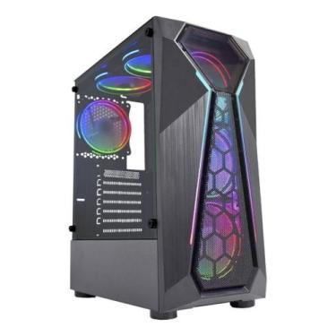 Imagem de Gabinete Gamer K-Mex Warlock Cg-A1D4 Led Rgb E Lateral Vidro