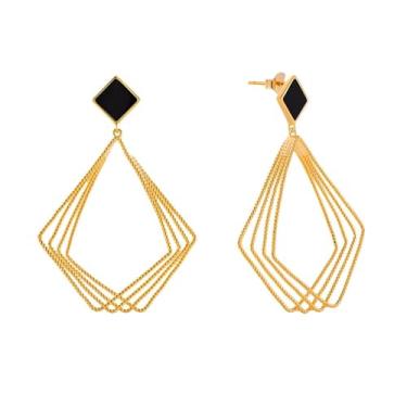 Imagem de Brincos femininos com pingente de prata para adultos com revestimento de ouro 18K, 1 par, extra large, Borla, Sem pedra preciosa