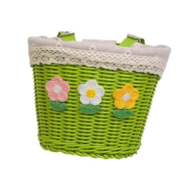 Imagem de UGPLM Cesta de bicicleta infantil trançada universal, fofa, leve, para transporte de bicicletas, acessórios para triciclos, acampamento ao ar livre