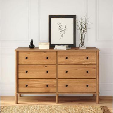 Imagem de Cômoda Grande 6 Gavetas Pés Altos Madeira Freijó Apoana