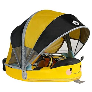 Imagem de HECCEI Acrescente a mais nova boia de natação para bebês Mambobaby com dossel para piscina sólida treinador de natação para treinamento de natação sem ar boias de água não infláveis para crianças (abelha)