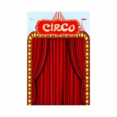 Imagem de Painel Festa Vertical em Tecido Casadinho Circo Infantil Animais em Ce