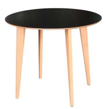 Imagem de Mesa Jantar Redonda 90cm Tampo MDF Base Madeira Maciça (Preto)