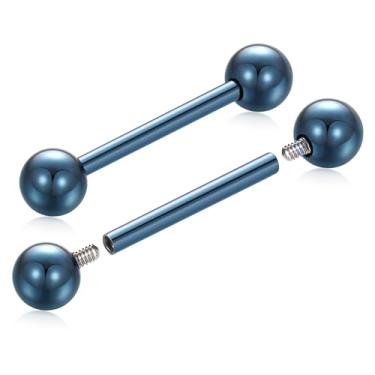 Imagem de GAGABODY Par de anéis de mamilo com escudo de titânio sólido 14G 16G G23 barra de mamilo rosqueada internamente joia de língua piercing de ponte 12 mm-18 mm, Titânio, Sem Pedra Preciosa