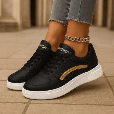Imagem de Tênis Casual Feminino Urbano Blogueira Sola Alta Confortável Super Ver