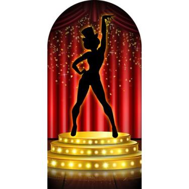 Imagem de Painel Sublimado Vertical Romano Cabaré Silhueta Mulher no Pódio Luzes