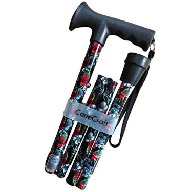 Imagem de Canecraft Bengala Dobrável Para Mulheres E Homens - Viagem, Com Altura Ajustável, Leve Empunhadura De Gel Macio Confortável (Floral Preta)