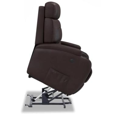 Imagem de Poltrona do Papai Reclinável Elétrica bivolt Lift com Sistema de elevação Em Corino Importado - Modelo Florença Damie (Marrom)