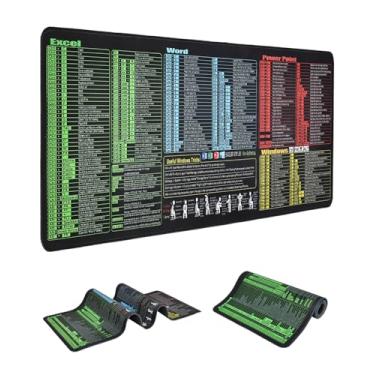 Imagem de Tapete de mesa grande Excel para mesa, impermeável, antiderrapante, mouse pad Excel, atalhos para Excel/Word/Outlook/Windows/PowerPoint, bordas costuradas, mesa à prova de derramamento para teclado