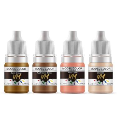 Imagem de VM Miniature Paint Set Eco-Friendly Water-based Pigment Speed Paint Model Color, Light Resistant and Non-Fading for Plastic/Resin/Metal/Models 4 bottlesx5ml (Skin tone 4-color Set)