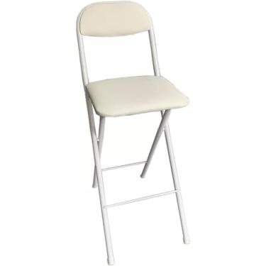 Imagem de Cadeira de barra dobrável de barra dobrável 70 cm, 65cm de cozinha portátil Dobrante dobrável, cadeira alta dobrável com backrest e apoio de pé para dormitório, escritório, casa, branco, 28i