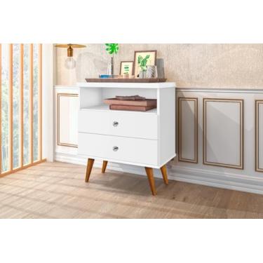 Imagem de Mesas De Cabeceira Status Com 2 gavetas Nicho Retrô Quarto Cama - Loja Inova BR (Branco)