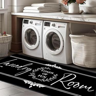 Imagem de Tapete de lavanderia corredor 61 x 182 cm antiderrapante tapetes de fazenda organização e lavável tapetes longos para lavanderia, acessórios de lavanderia, cozinha, banheiro, decoração