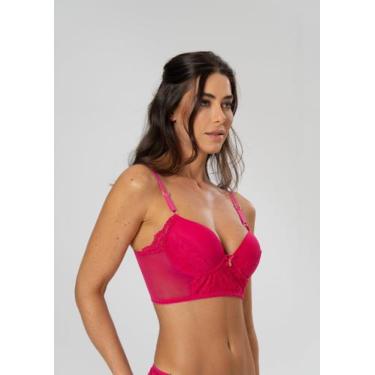 Imagem de Sutiã Alongado de Tule com Renda - New Love, G, Pink