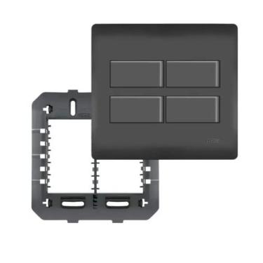 Imagem de Interruptor Quadruplo 2 Simples E 2 Paralelo 4x4 - Preto - Fame