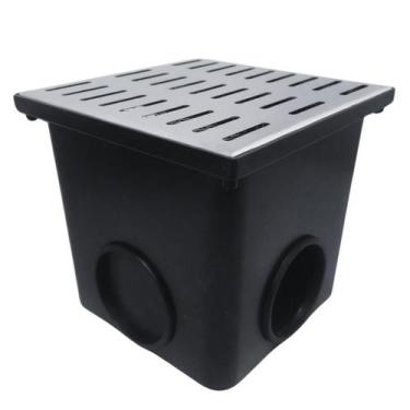 Imagem de Caixa Pluvial 9L 4 vias de 100mm Tampa Inox com Tela - FICONE & REIS