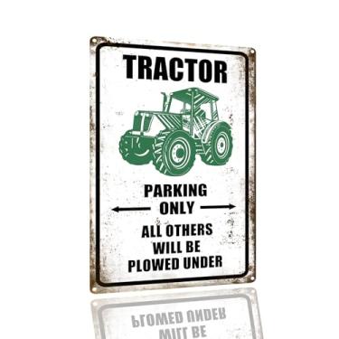 Imagem de SANTUKEY Sinais de estanho de trator antigo sinais de cruzamento de trator de metal apenas todos os outros serão arados sob a placa decoração de parede ao ar livre jardim garagem presentes para homens