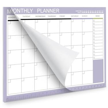Imagem de Phyxin Agenda sem data, calendário em branco com 54 folhas, agenda mensal de 28,4 x 21 cm, agenda mensal sem data com memorando para mulheres, estudantes, professores, roxo